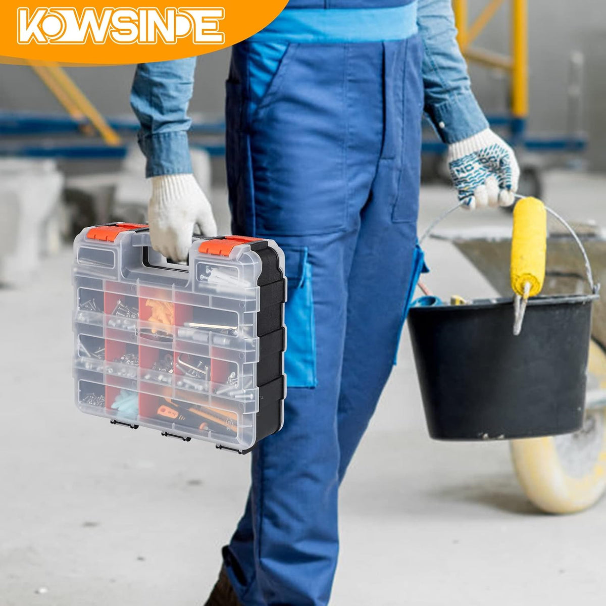 Kowsinde Double Side Tool Organizer, Hardware Storage Box