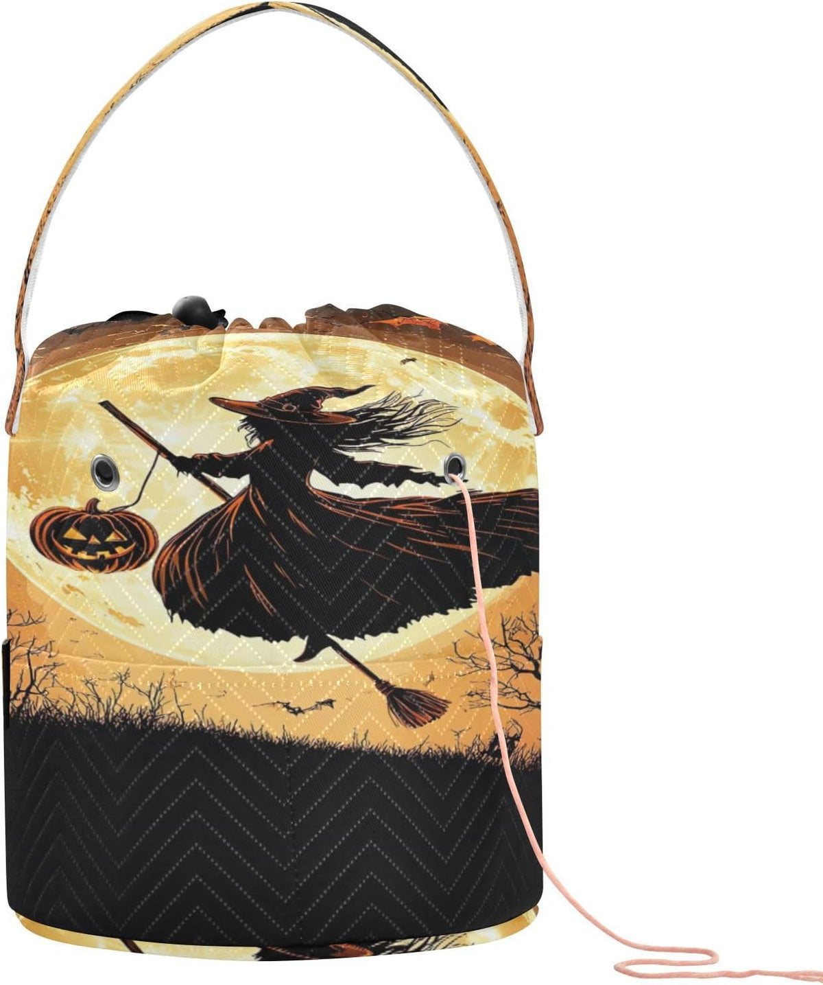 YETTASBIN Halloween Witch Yarn Storage Bag, Large Crochet Knitting Bag