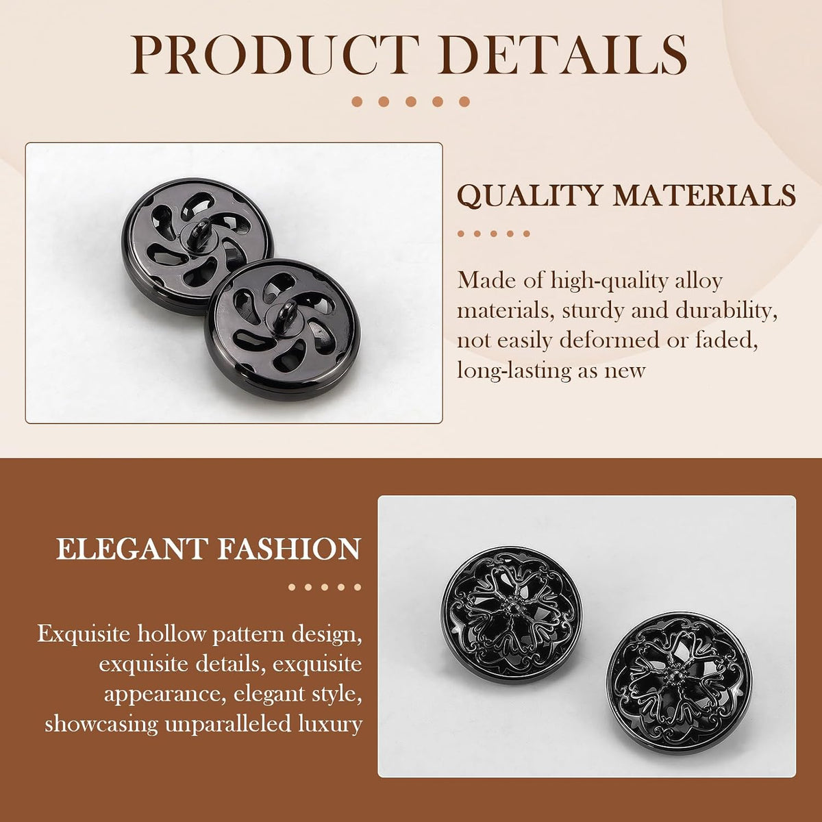 12PCS Metal Buttons - 25mm Gothic Floral Shank Buttons Steampunk