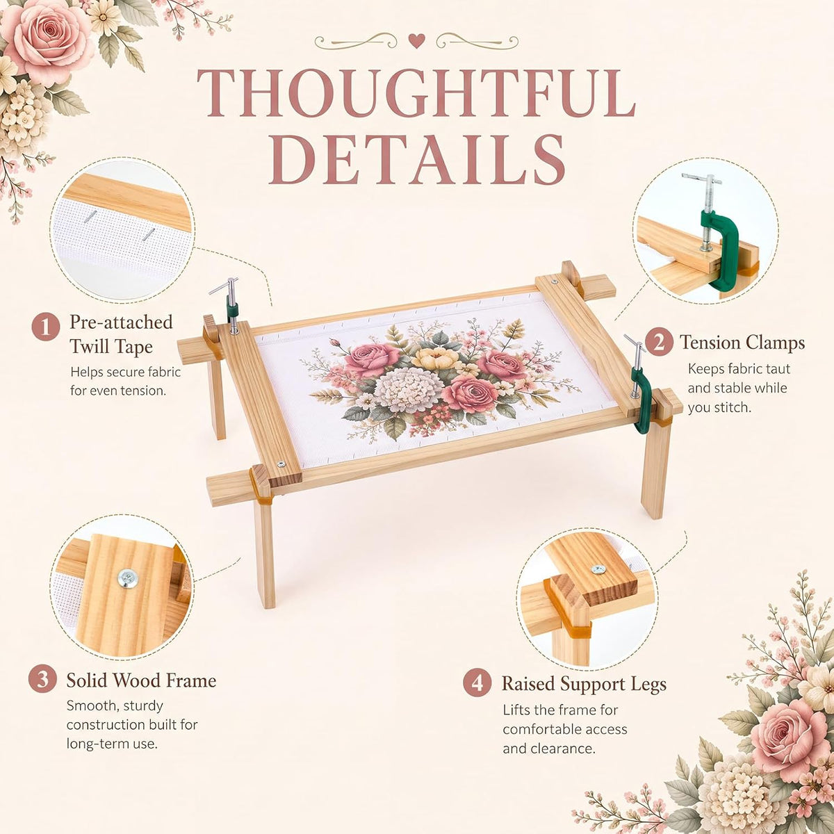 Lanties Adjustable Embroidery Frame Stand, 28 x 14 in, Hands Free