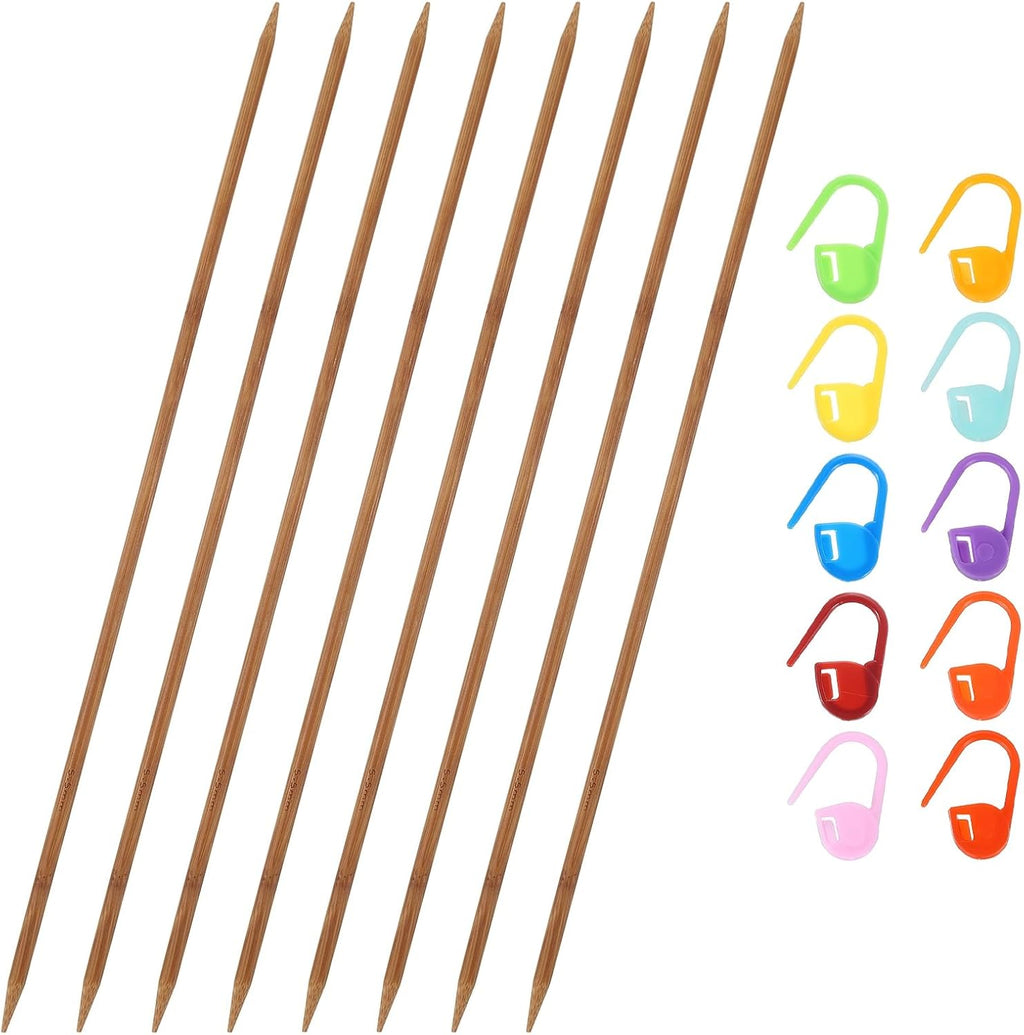 PATIKIL 8 Pcs Bamboo Double Pointed Knitting Needles Set 5.5mm 14"
