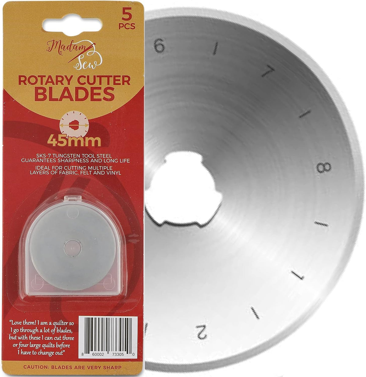 Madam Sew 45mm Rotary Cutter and Blades Bundle