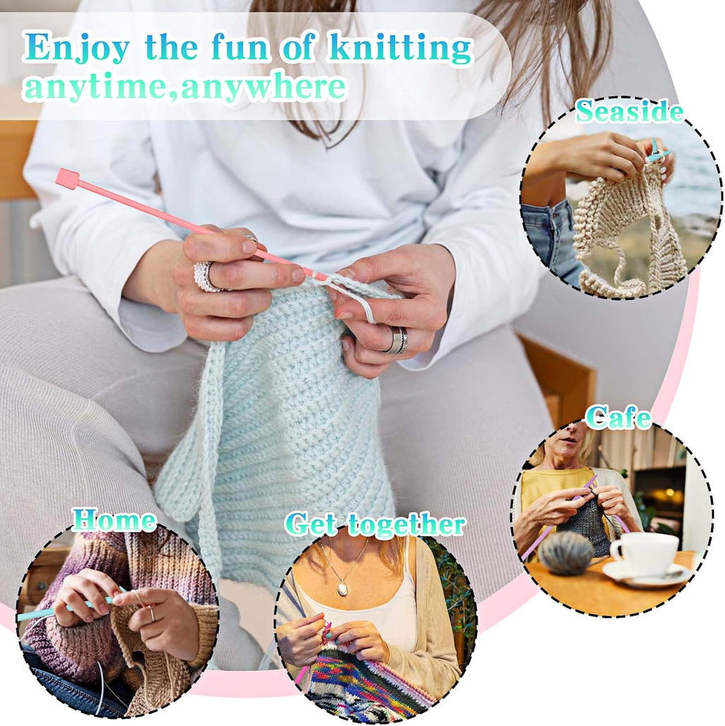 14 PCS Knitting Needles, 4 Mm-10 Mm Colorful Single Point Knitting