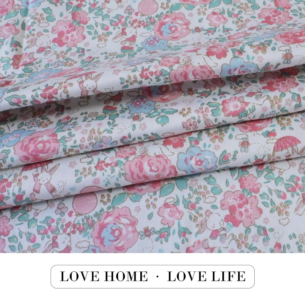 100% Cotton Precut Fabric,39"x63",Blue Floral Print for Quilting