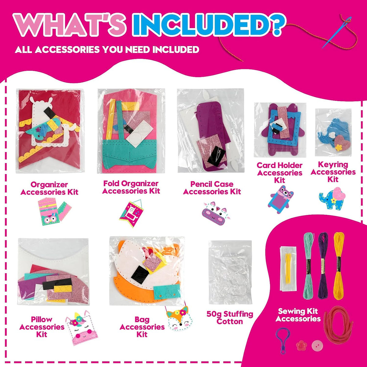 Sewing Craft Kit for Girls: DIY Felt Sewing Kit for Kids Ages 5-10, 7