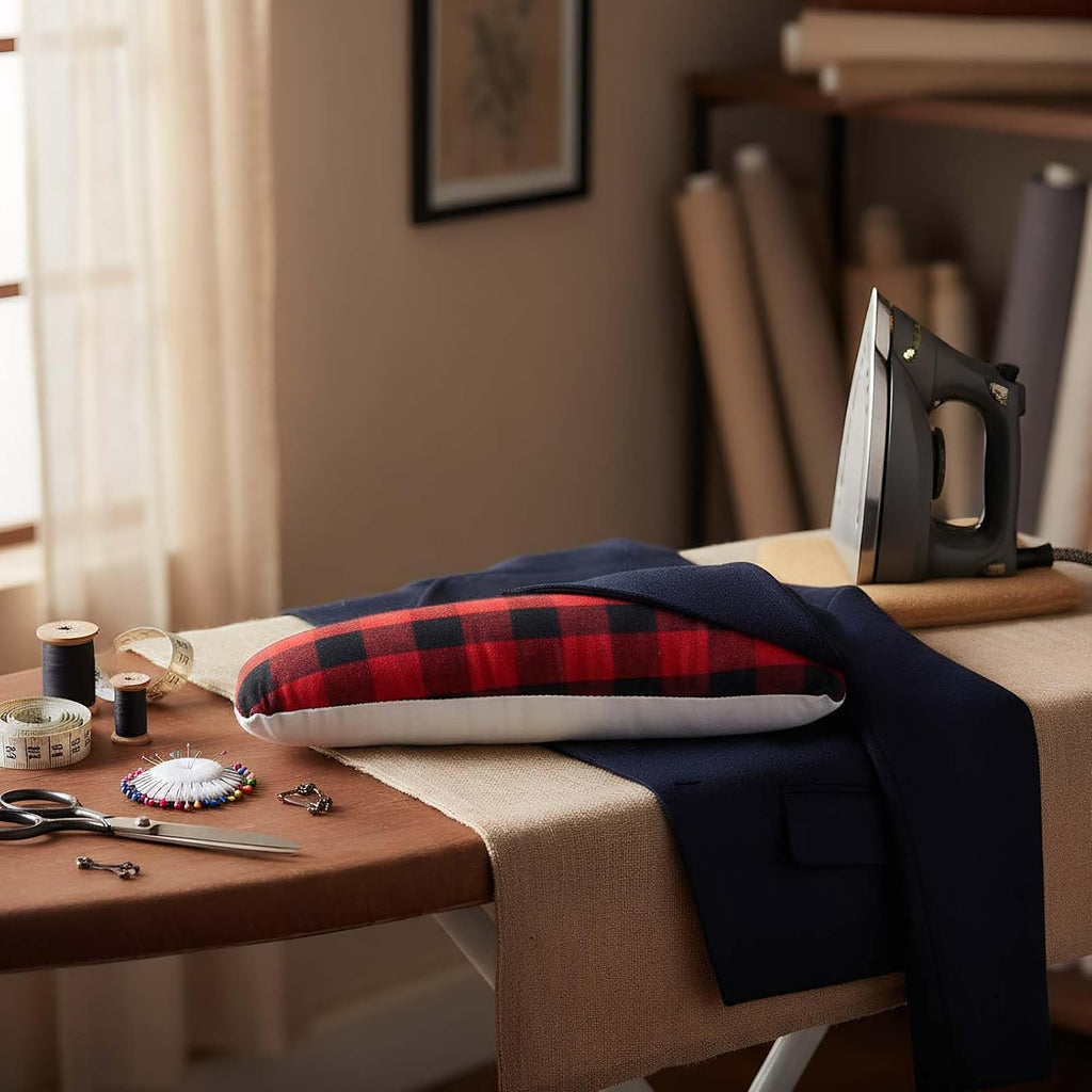 Nobirise Seam Roll Pressing Pad, Red Black Plaid Tailors Ironing Ham