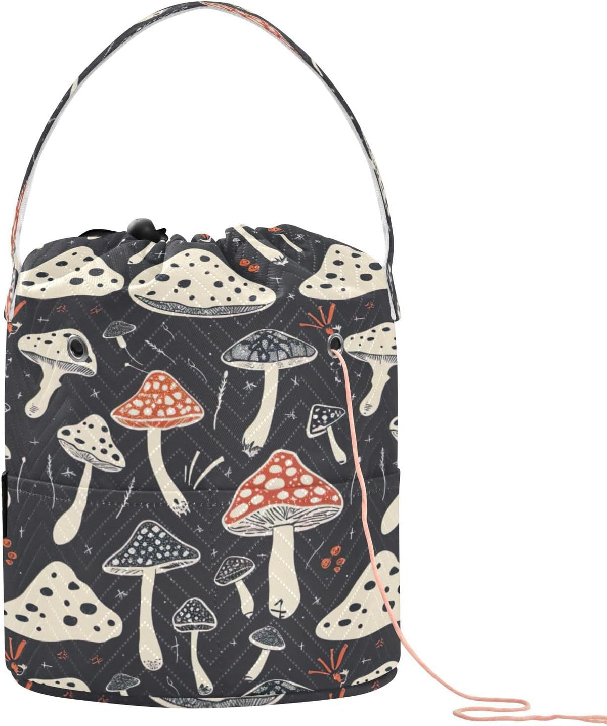 YETTASBIN Mushroom Yarn Storage Bag, Large Crochet Knitting Bag