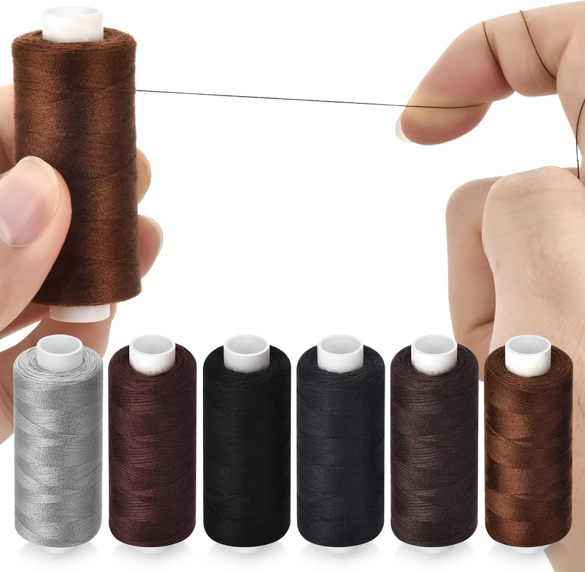 6 Pcs Polyester Thread Kit - 400 Yards Each Spool, Sewing Threads for
