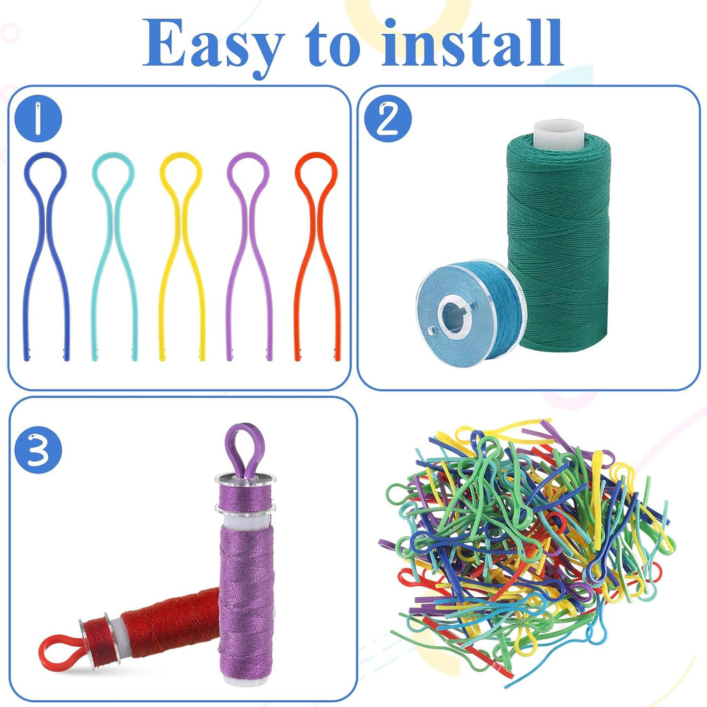 100PCS Bobbin Clips, Bobbin Holder Clips, 5 Colors Thread Spool Clip