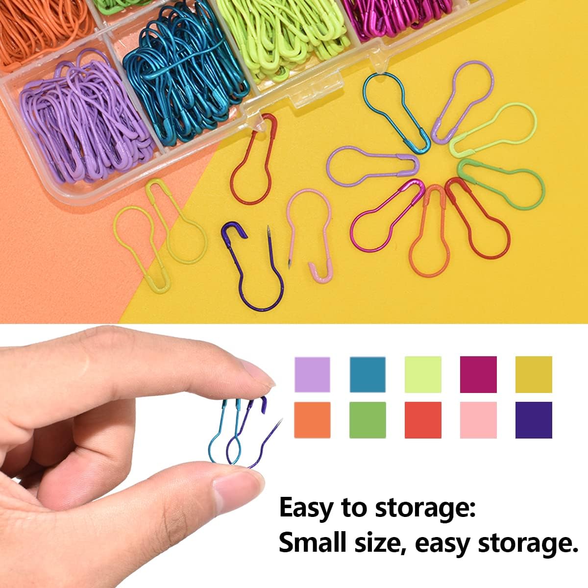 500 Pieces Safety Gourd Bulb Metal Pins 0.85"/ 22mm 10 Colors for