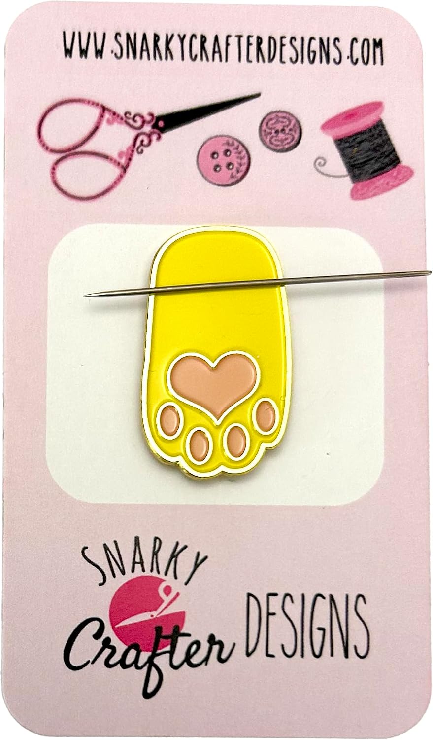 Yellow Paw Enamel Magnetic Needle Minder - Cat Dog Pet