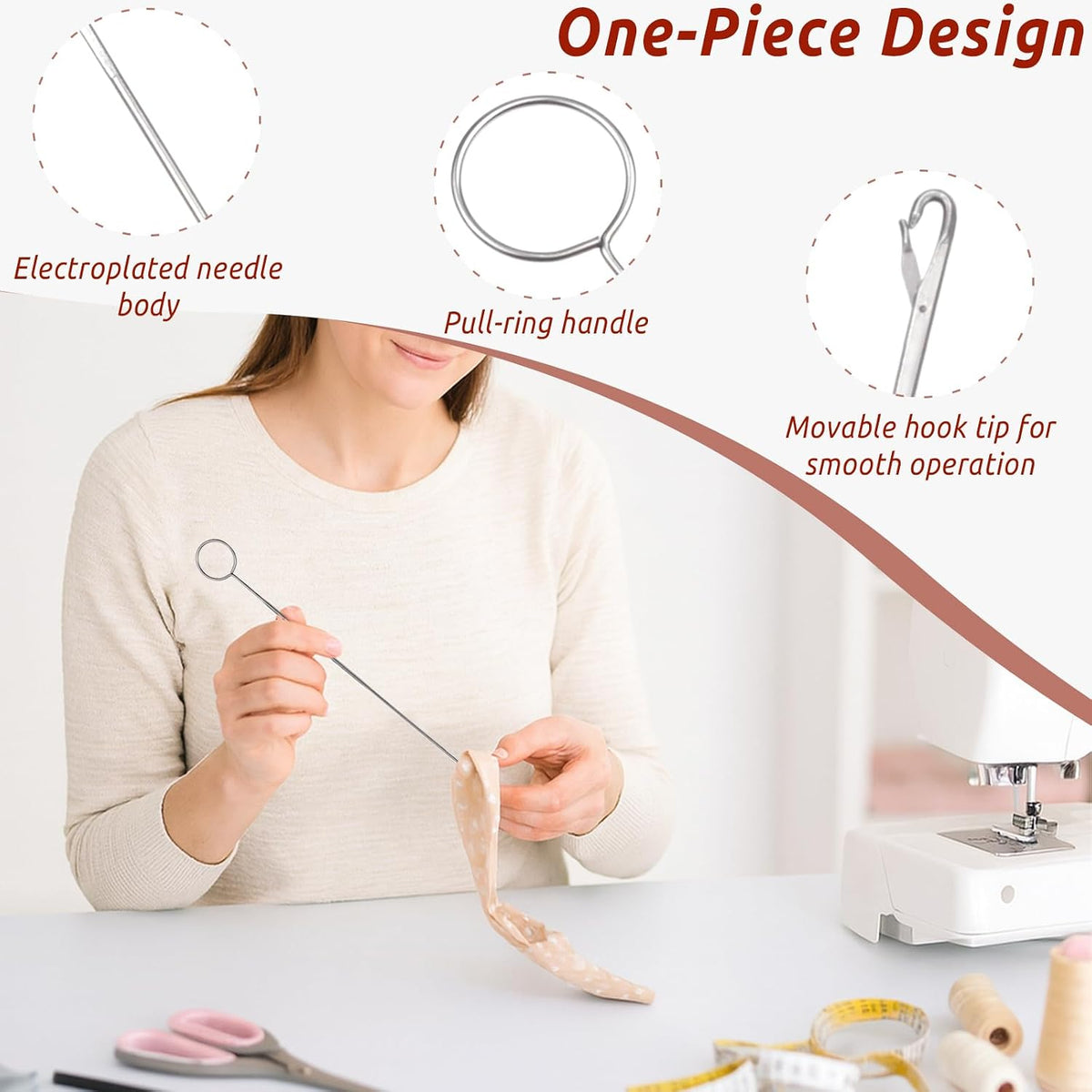 6-Piece Loop Turner Sewing Tool Set – Stainless Steel Needle Hooks