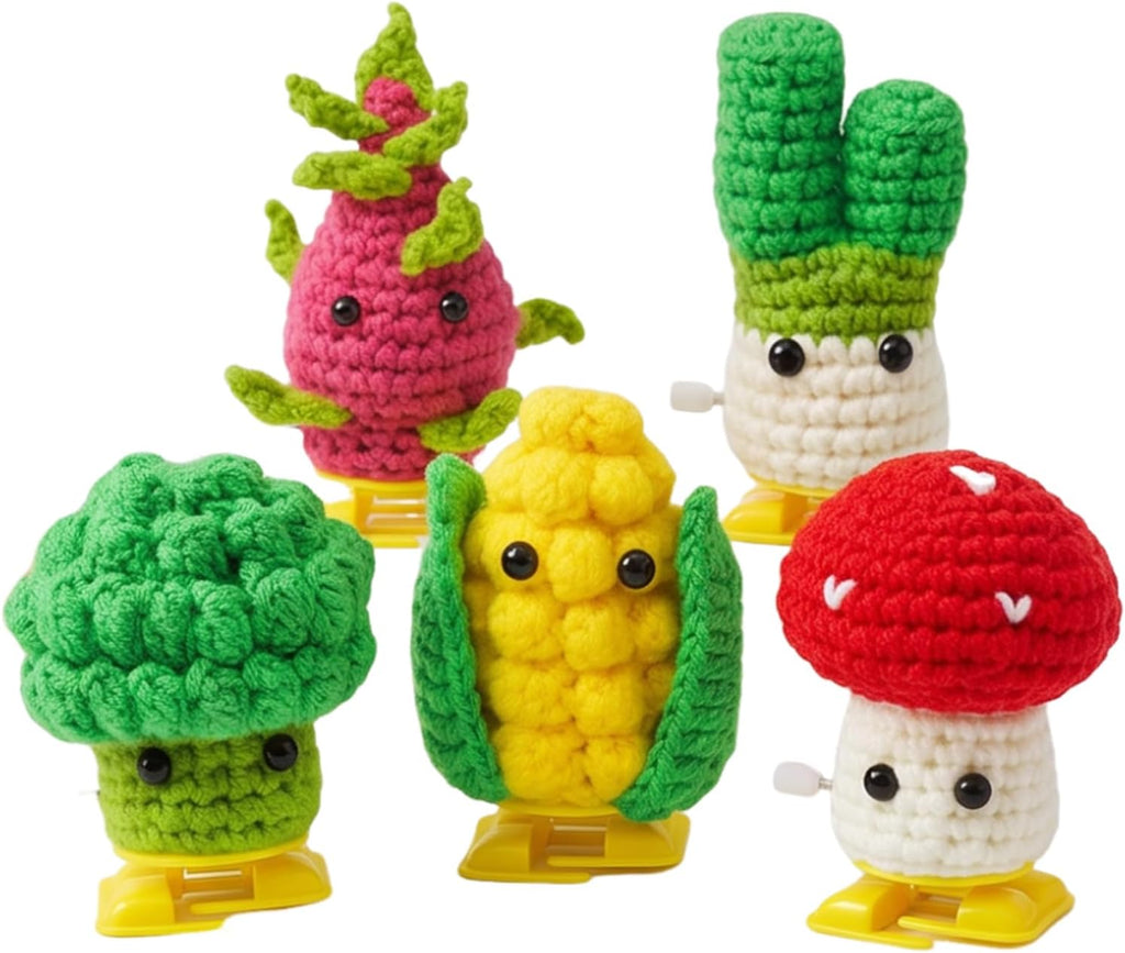 5Pcs Vegetable DIY Crochet Kit for Beginners Adults Birthday Gifts
