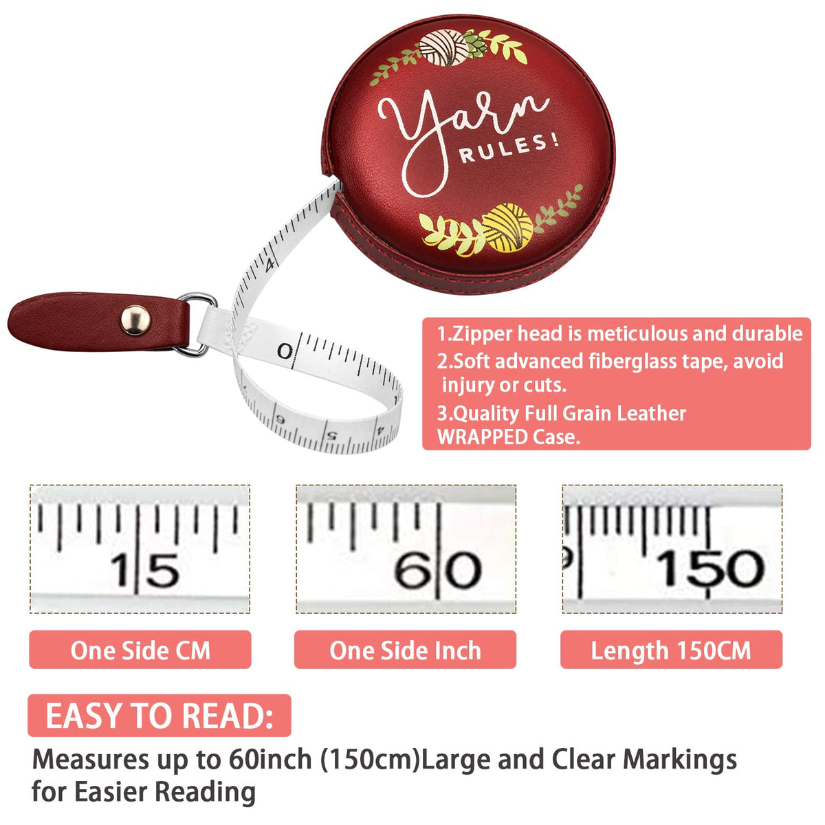 Tape Measure, Retractable Measuring Tape Double Scale Sewing Flexible
