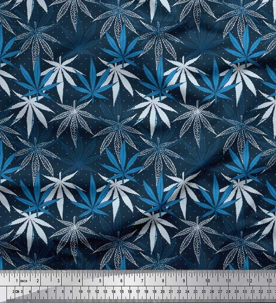 Soimoi Cotton Canvas Blue Fabric - by The Yard - 56 Inch Wide - Dot &