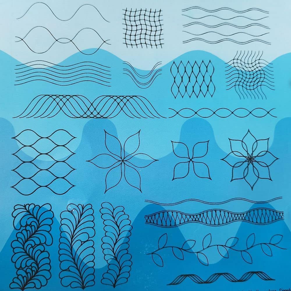5 Pieces Wave Quilting Ruler and Templates Set Acrylic Free Motion