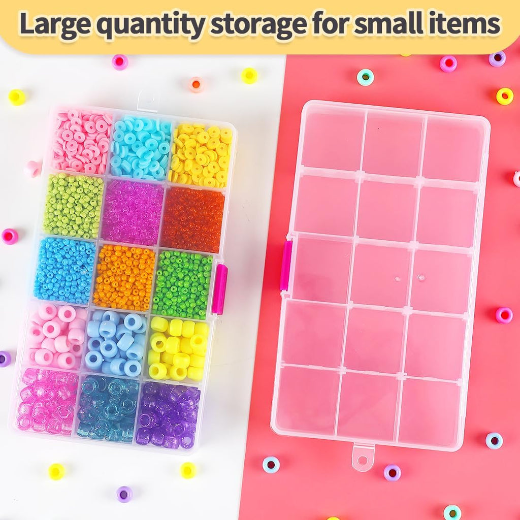 IOOLEEM Bead Organizer Box, 15 Grids 4 Pack Adjustable Dividers
