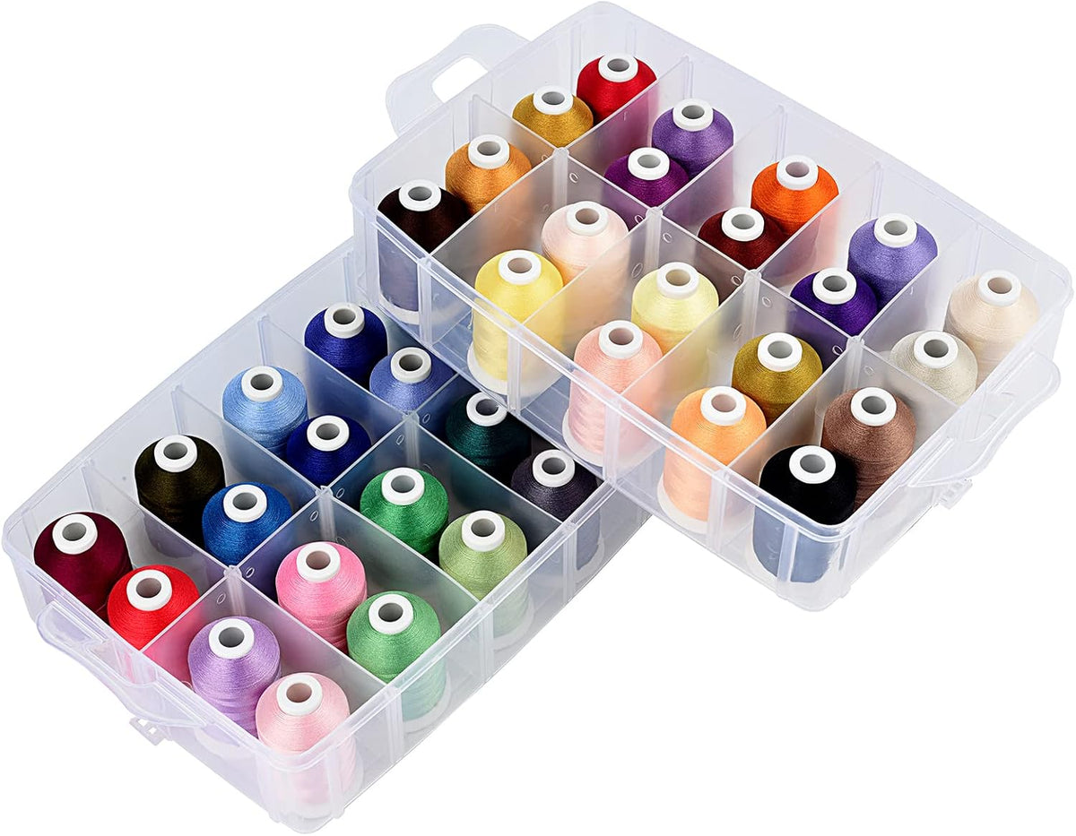 Simthread 2-Layer Thread Organizer Box for 40 Small Spools Clear