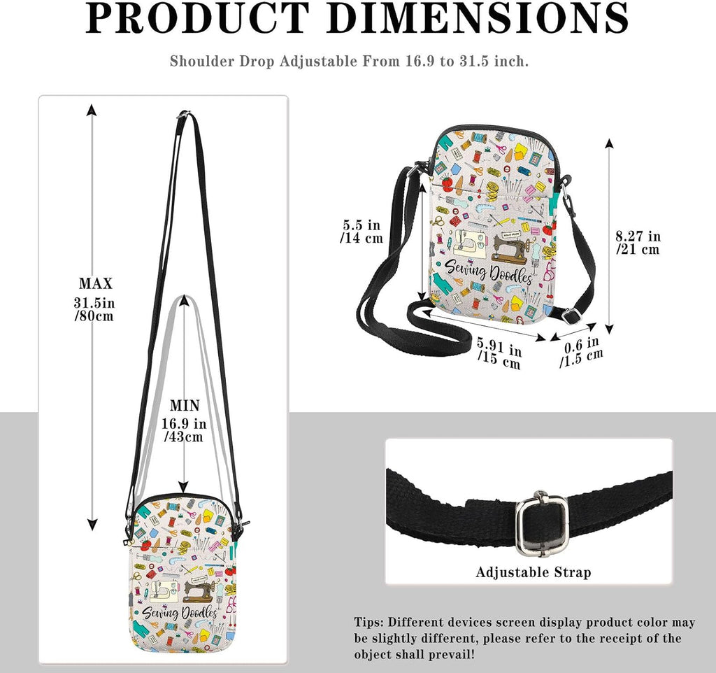 GJTIM Sewing Gift for Women Sewing Project Bag Sewing Doodles Zipper