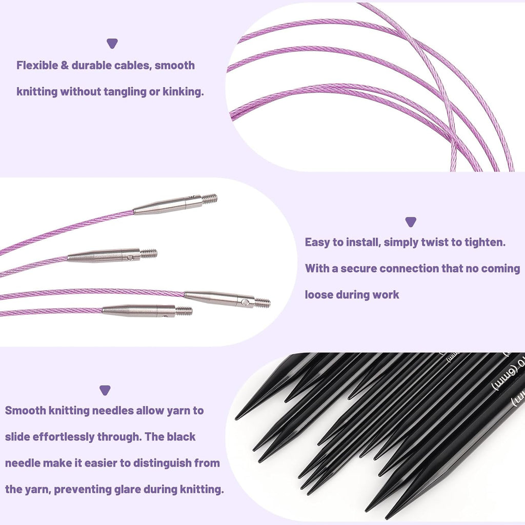 Katech Interchangeable Knitting Needles Set- 9 PRS Circular Knitting