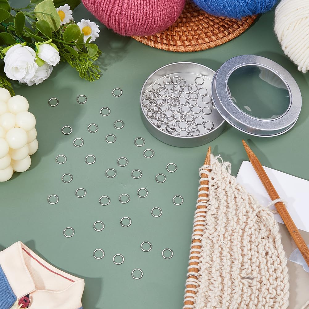 Hobbspring 100Pcs Metal Stitch Markers Round Stitch Marker Platinum