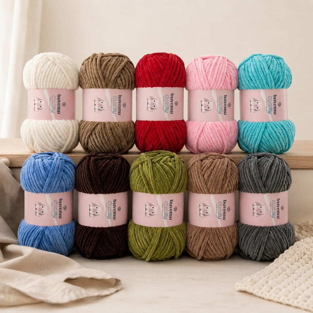 Cuddly Velvet Chenille Yarn, Super Soft Bulky, Rainbow