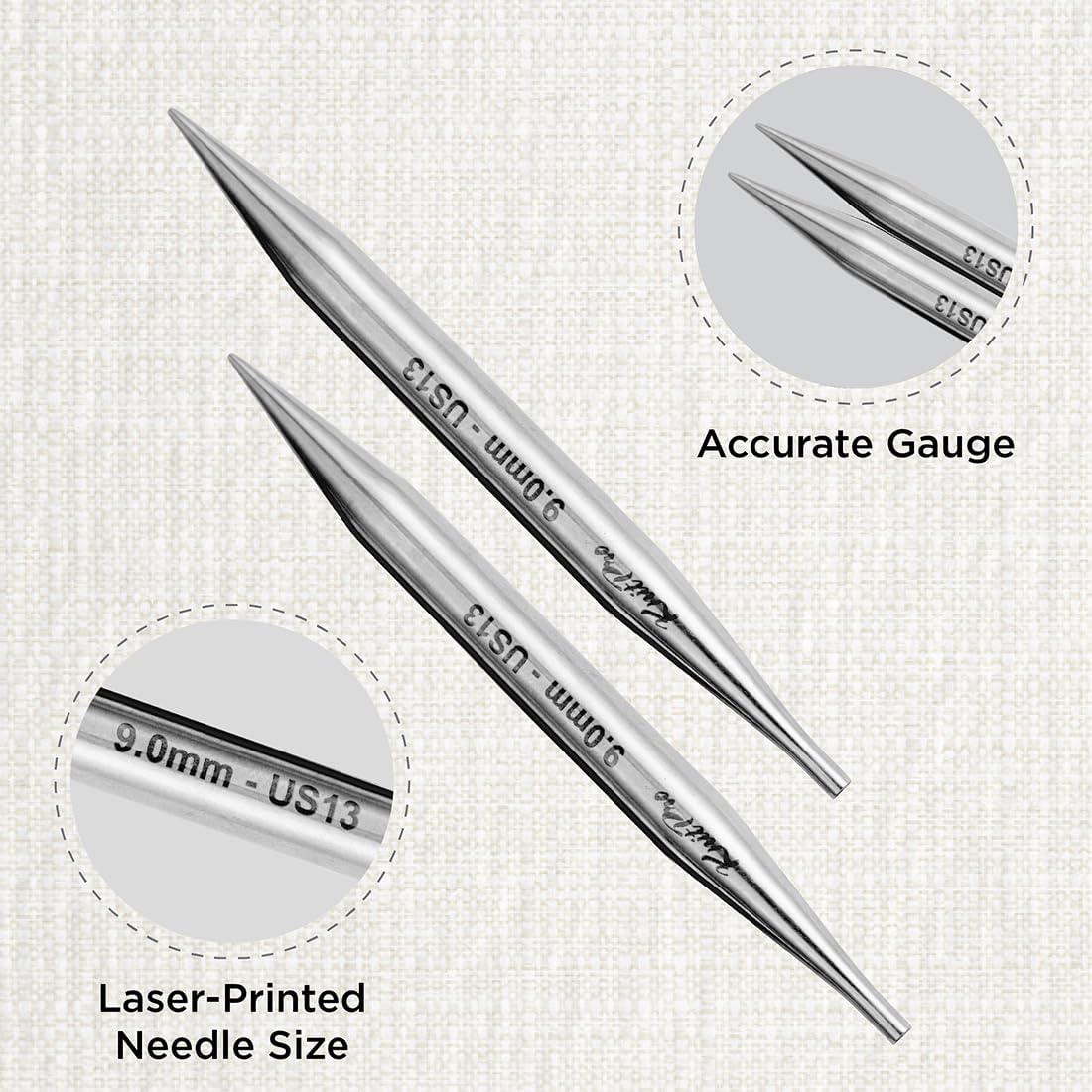 KnitPro Stelo Lace Interchangeable Tips 4" (10cm) | US Size 13 (9mm)