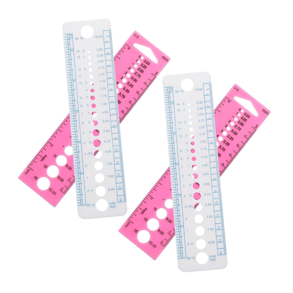 KALLORY 4pcs Knitting Needle Gauge Tool Sewing Needle Ruler Measuring