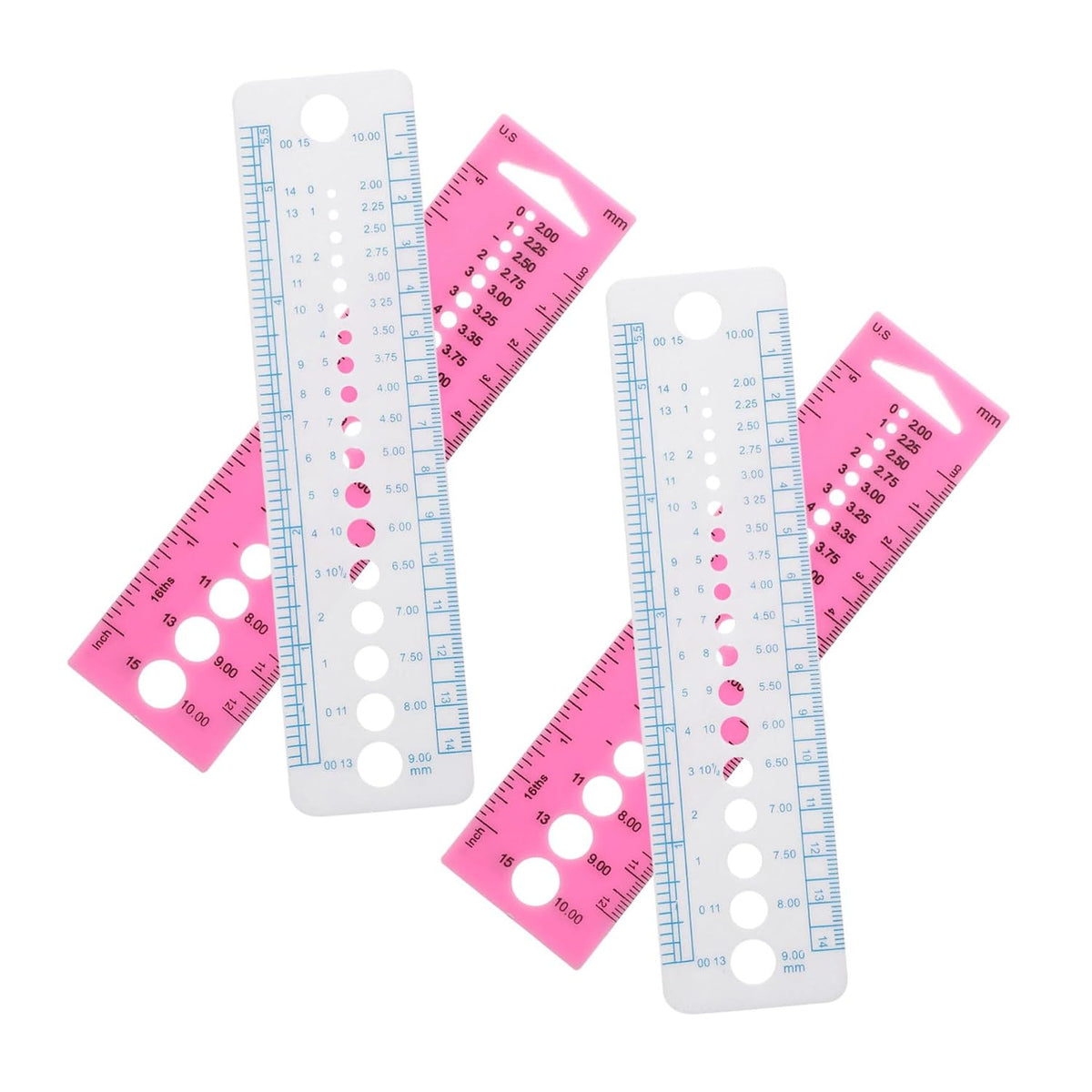 KALLORY 4pcs Knitting Needle Gauge Tool Sewing Needle Ruler Measuring