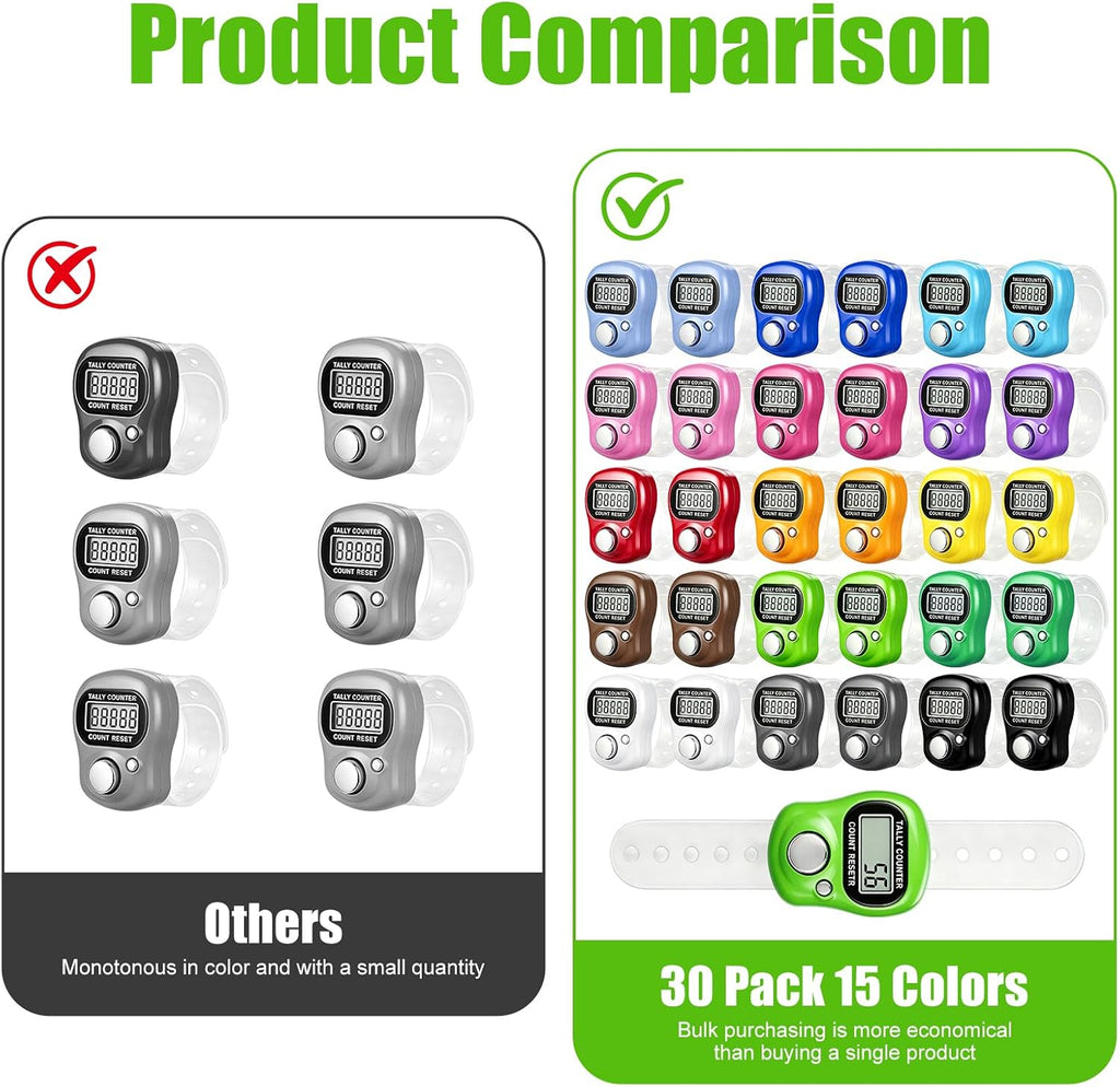 30 Pack Electronic Finger Counter Bulk,5 Digit LCD Electronic Digital