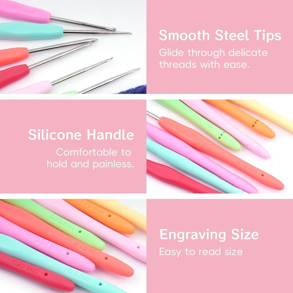 6Pcs Small Size Crochet Hooks,0.5Mm Micro Needles | Steel Lace