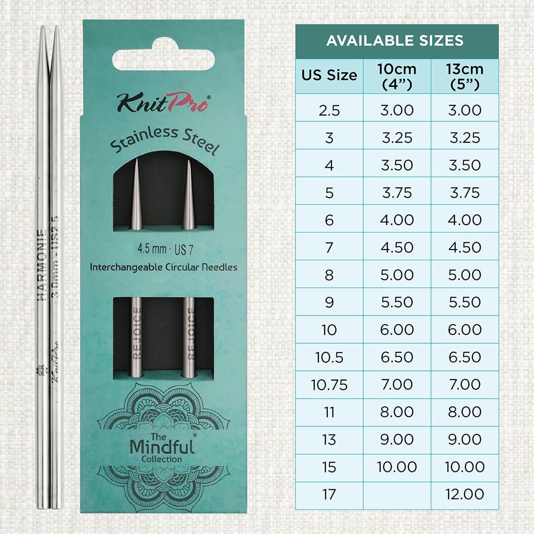 KnitPro The Mindful Collection Interchangeable Circular Needles 5"