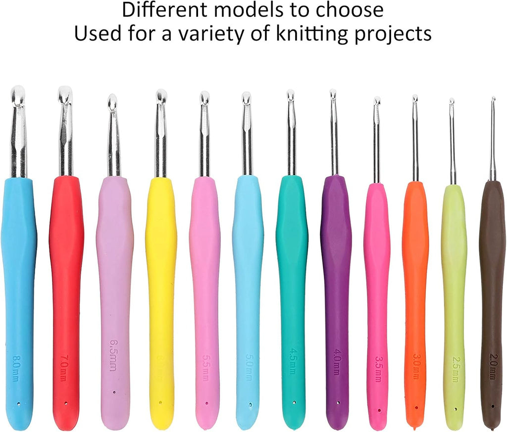 Adfaga 12Pcs Ergonomic Crochet Hooks Set with Soft TPR Handle Aluminum