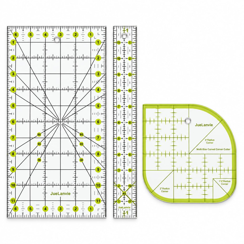 3-Piece Acrylic Quilting Ruler Set, 6.5" x 12" Rectangle Cutting