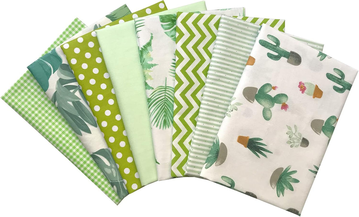 8pcs 18 x 22inches (46x56cm) Cotton Fabric Cactus Pattern Pre-Cut