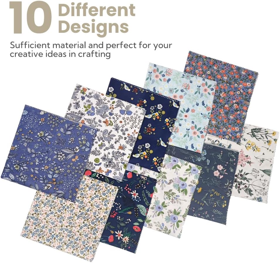 Fat Quarters Fabric Bundles, 10 Pcs 100% Cotton 18” x 20” (45cmx50cm)