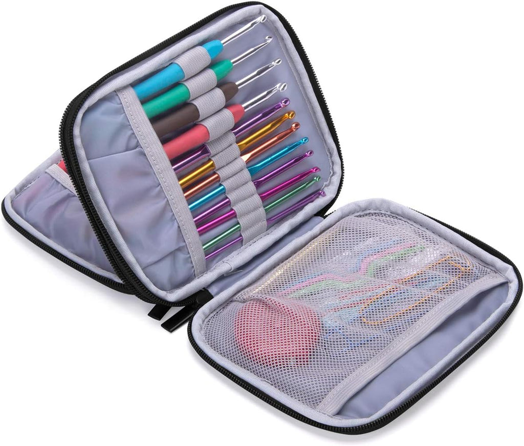 Damero Crochet Hook Case Organizer Empty, Medium, Gray Dots