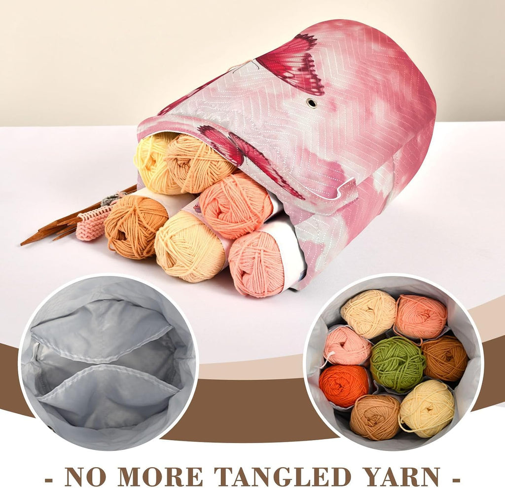 YETTASBIN Butterfly Yarn Storage Bag, Large Crochet Knitting Bag