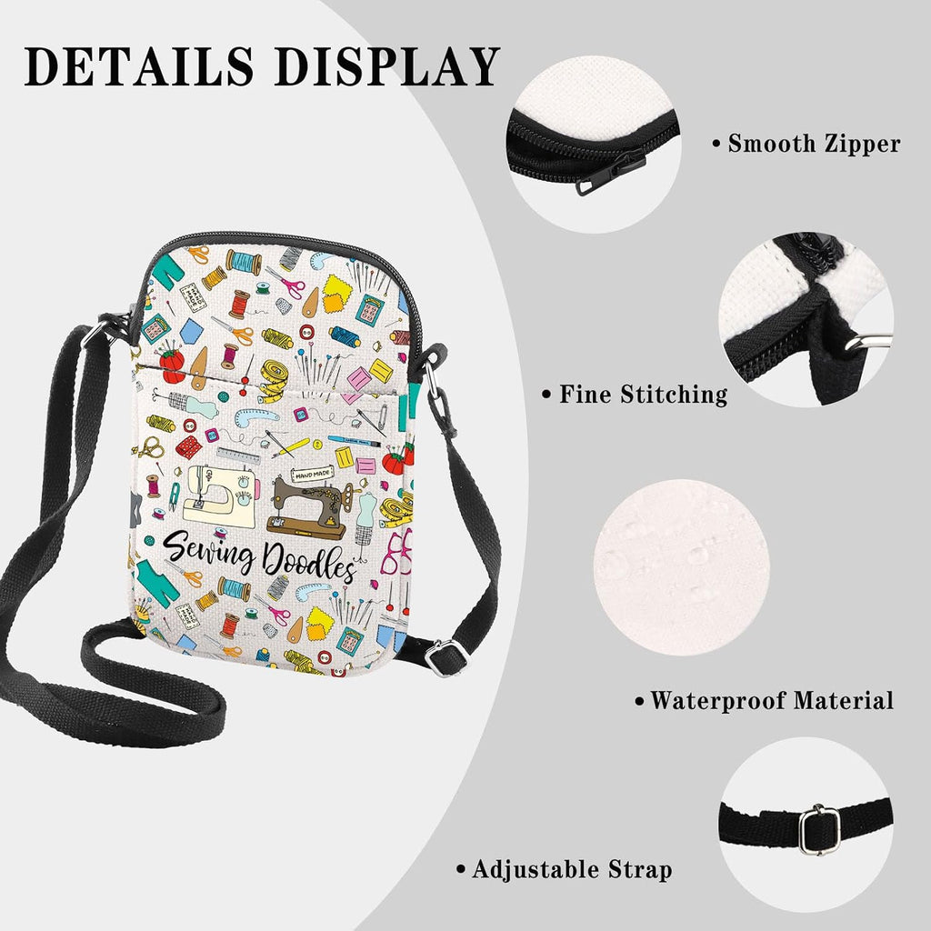 GJTIM Sewing Gift for Women Sewing Project Bag Sewing Doodles Zipper