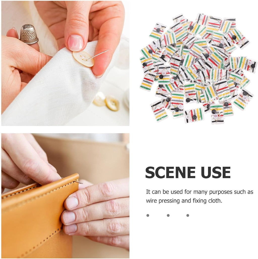 Disposable Sewing Kit for Housekeepers, 100 Sets Needle Thread Repair