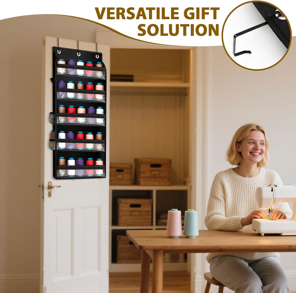 Tegeme 5-Tier Hanging Thread Holder with PVC Window & Side