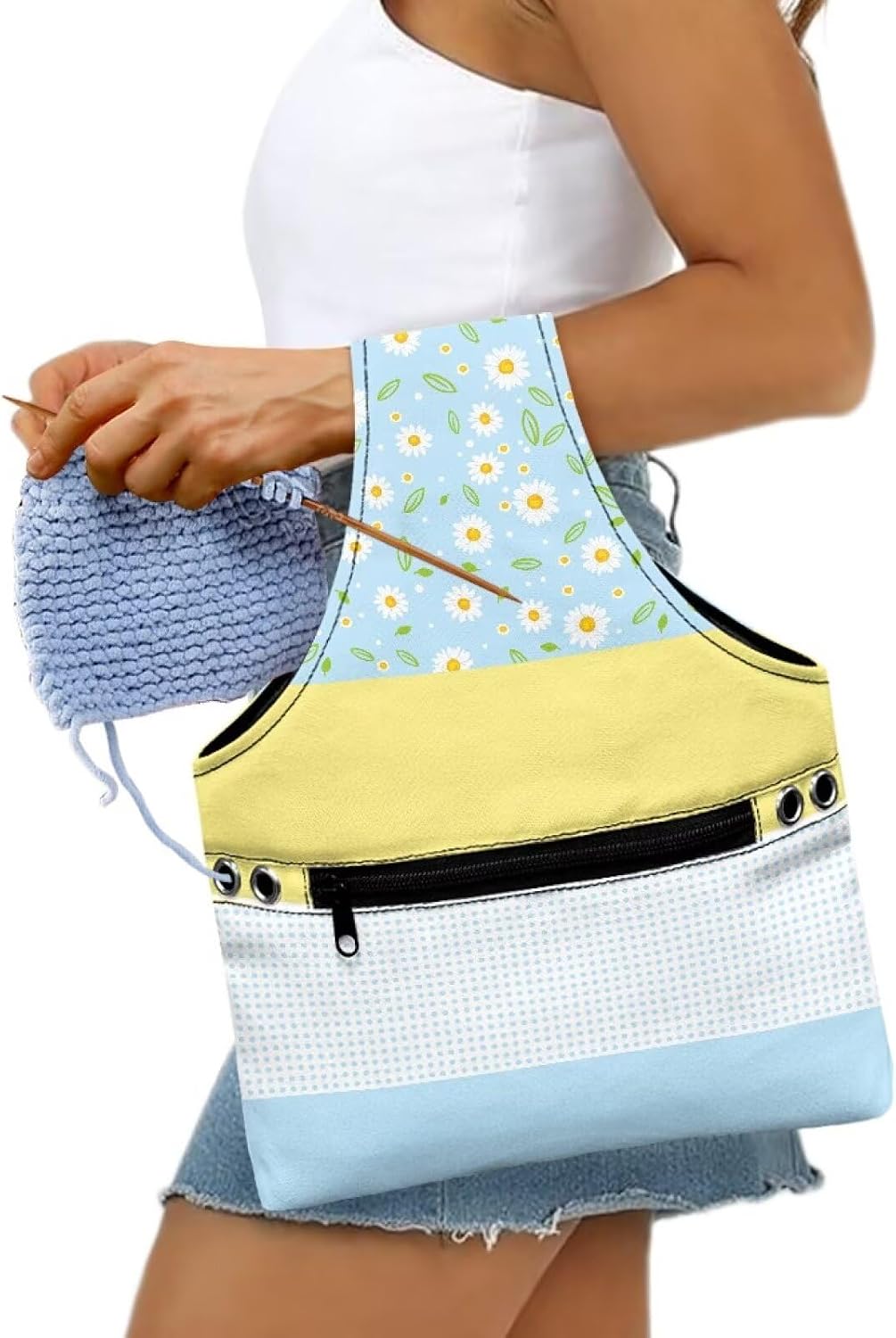 ZCFYGDX Fresh Daisy Patchwork Print Sewing Notions Organizer