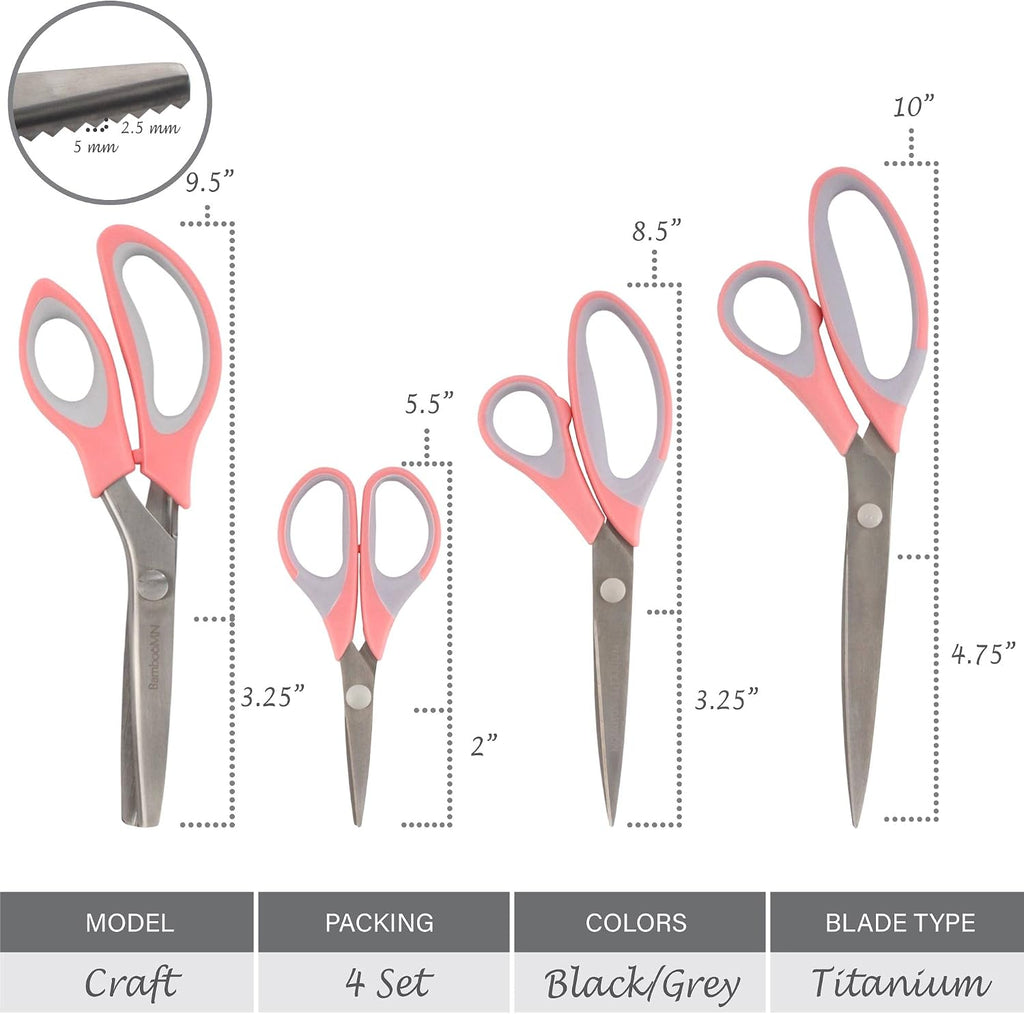JubileeYarn Titanium Softgrip Scissors Set - Pinking, Sewing, Arts