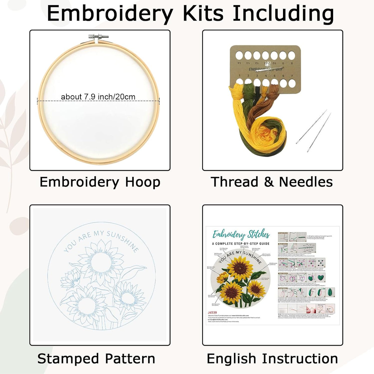 Nuberlic Sunflower Embroidery Kit for Beginners