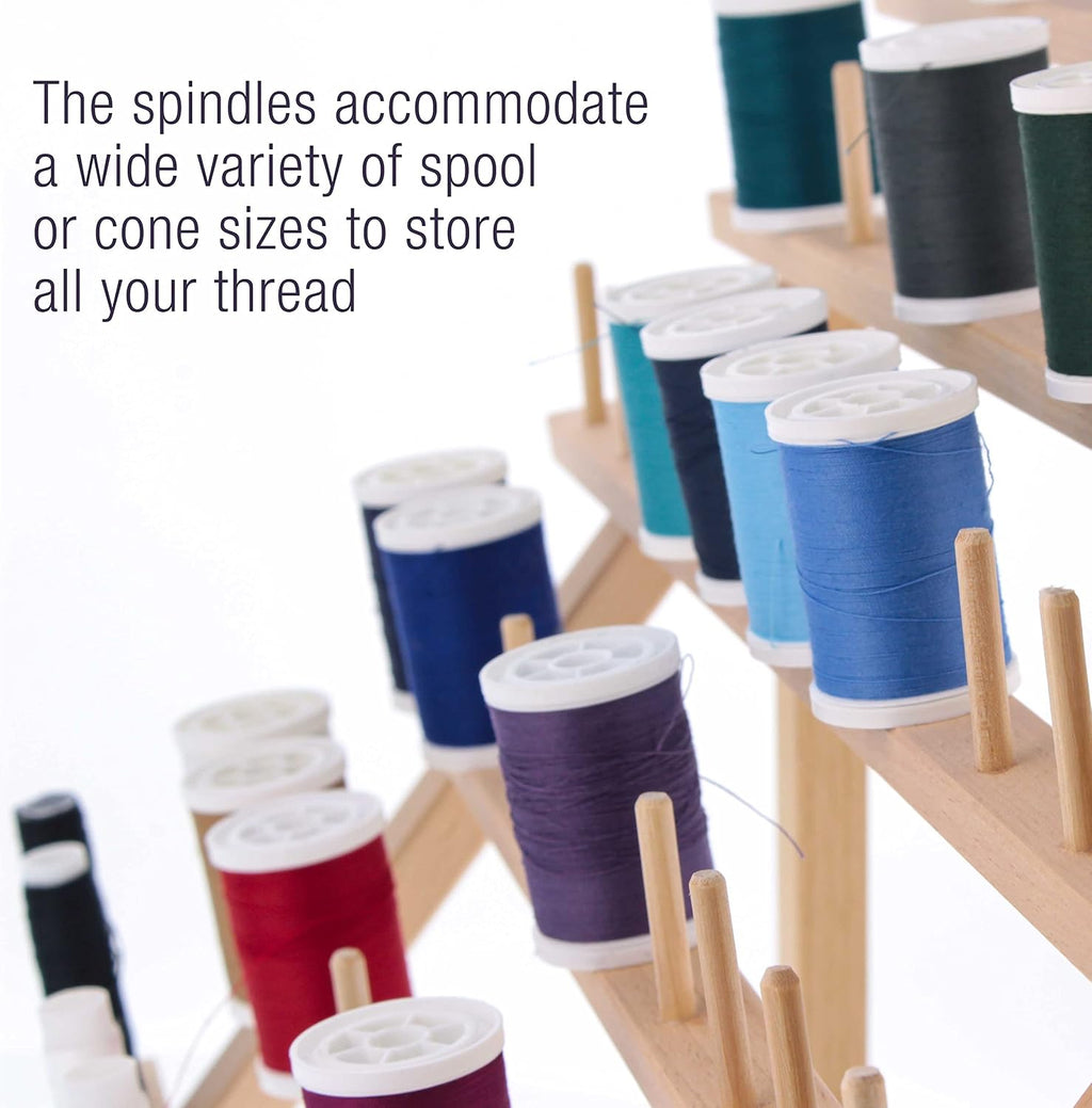 US Art Supply Premium 60-Spool Thread Holder: Wooden Sewing &
