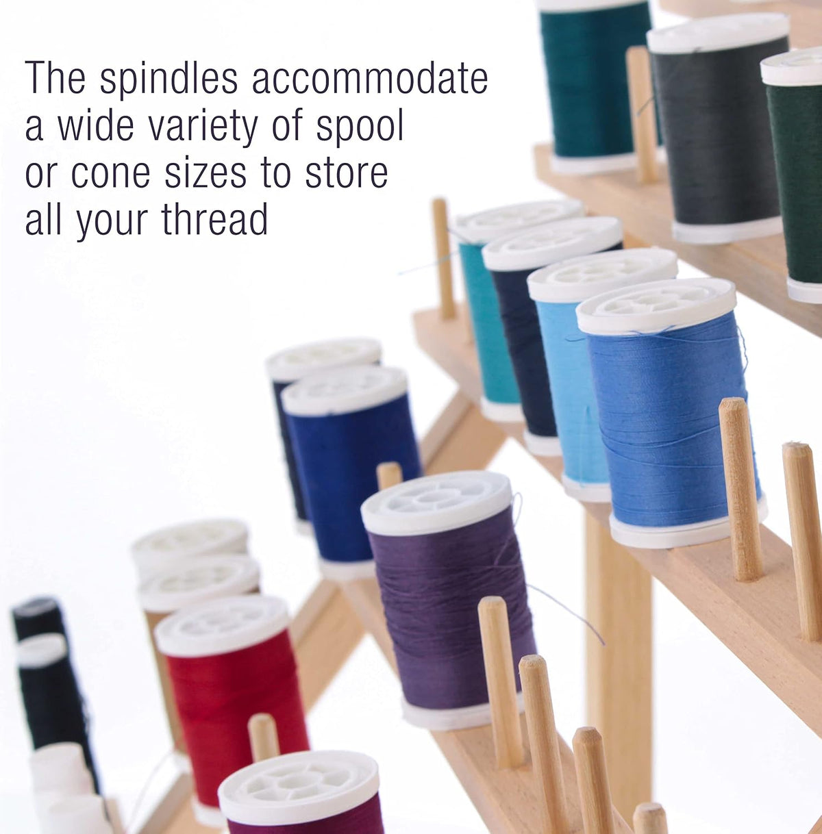 US Art Supply Premium 60-Spool Thread Holder: Wooden Sewing &