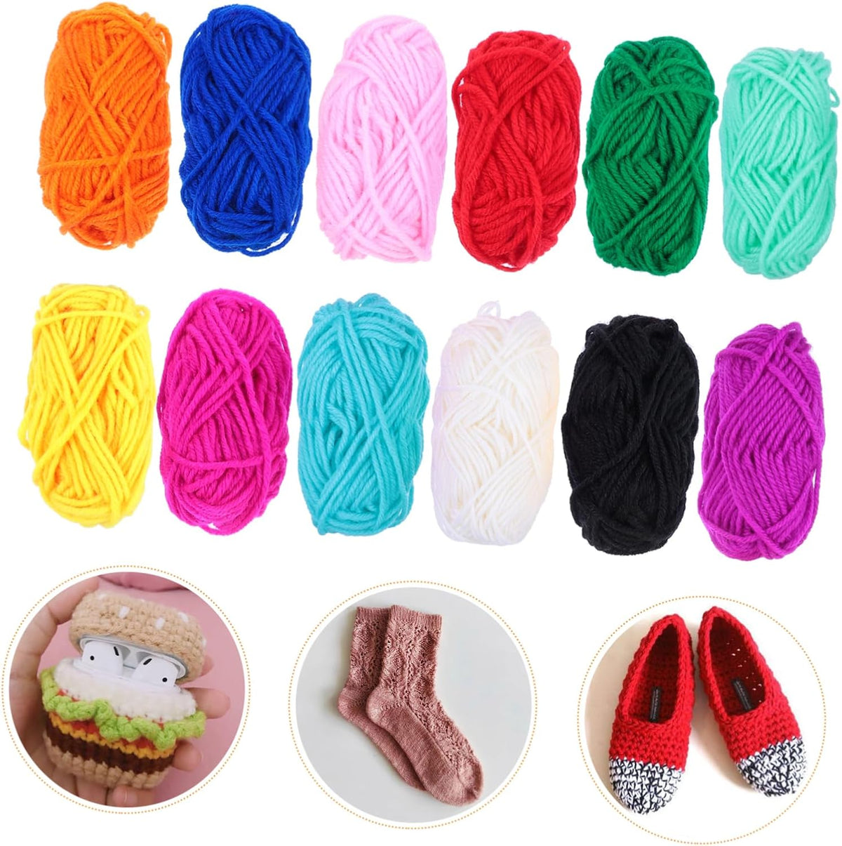 Xmas Acrylic Crochet Yarn Pack 12 Rolls 10g Knitting Yarn for