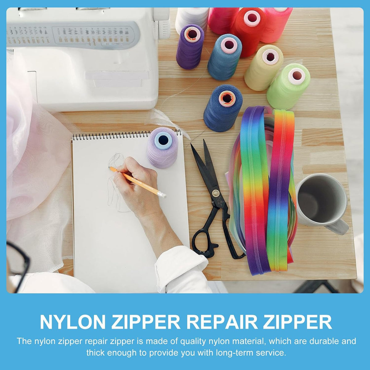 Rainbow Nylon Coil Zipper by Yard for Sewing and Clothing Repair