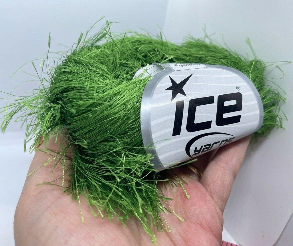 Grass Green Extra Long Eyelash Yarn Ice Luxurious Fun Fur 50gr 38yds