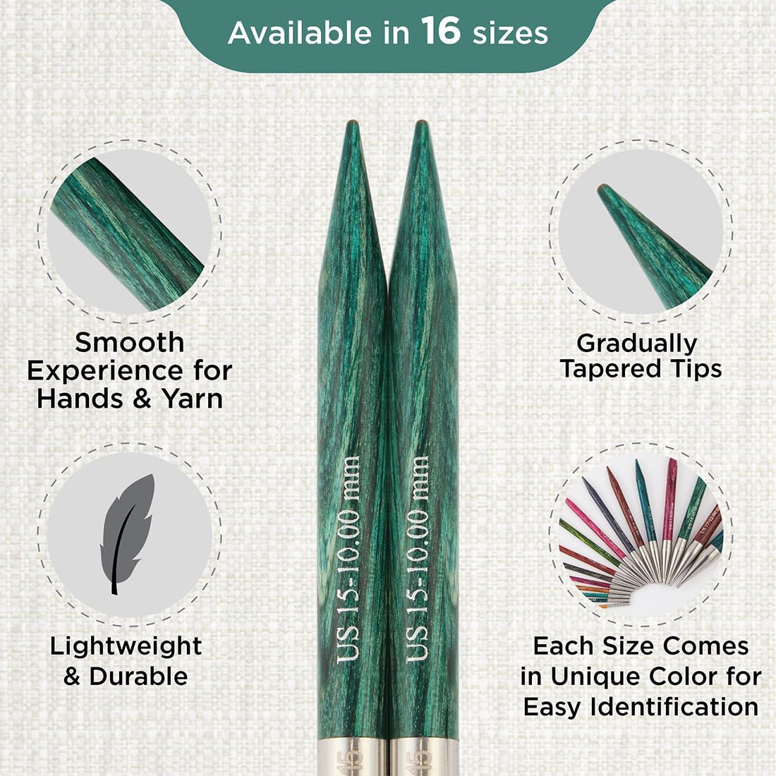 KnitPro Dreamz Interchangeable Circular Needles 5" (13cm) | US Size 15